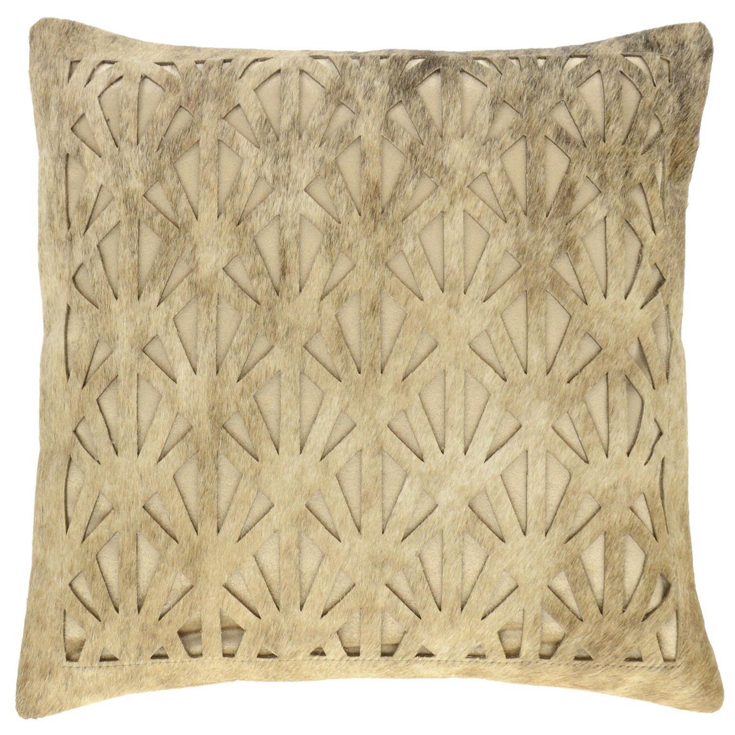 Patchwork Kuhfell Kissen, 40x40cm, Trigon hellbraun exotic