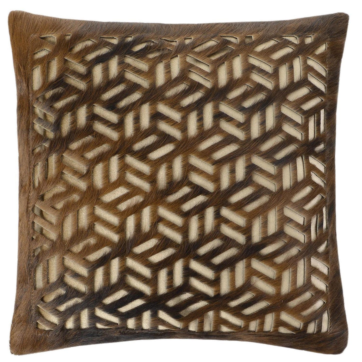 Patchwork Kuhfell Kissen, 40x40cm, Tuscan braun exotic