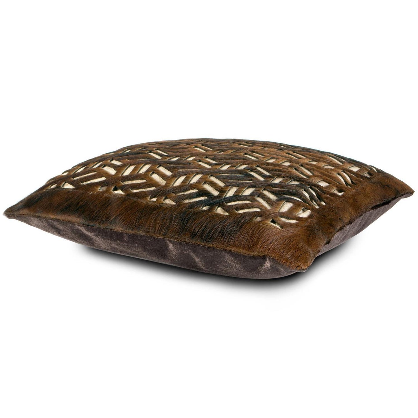 Patchwork Kuhfell Kissen, 40x40cm, Tuscan braun exotic