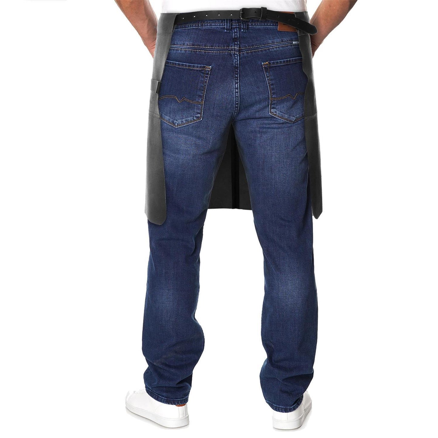 Lederschürze aus 100% echtem Leder, kurz, schwarz