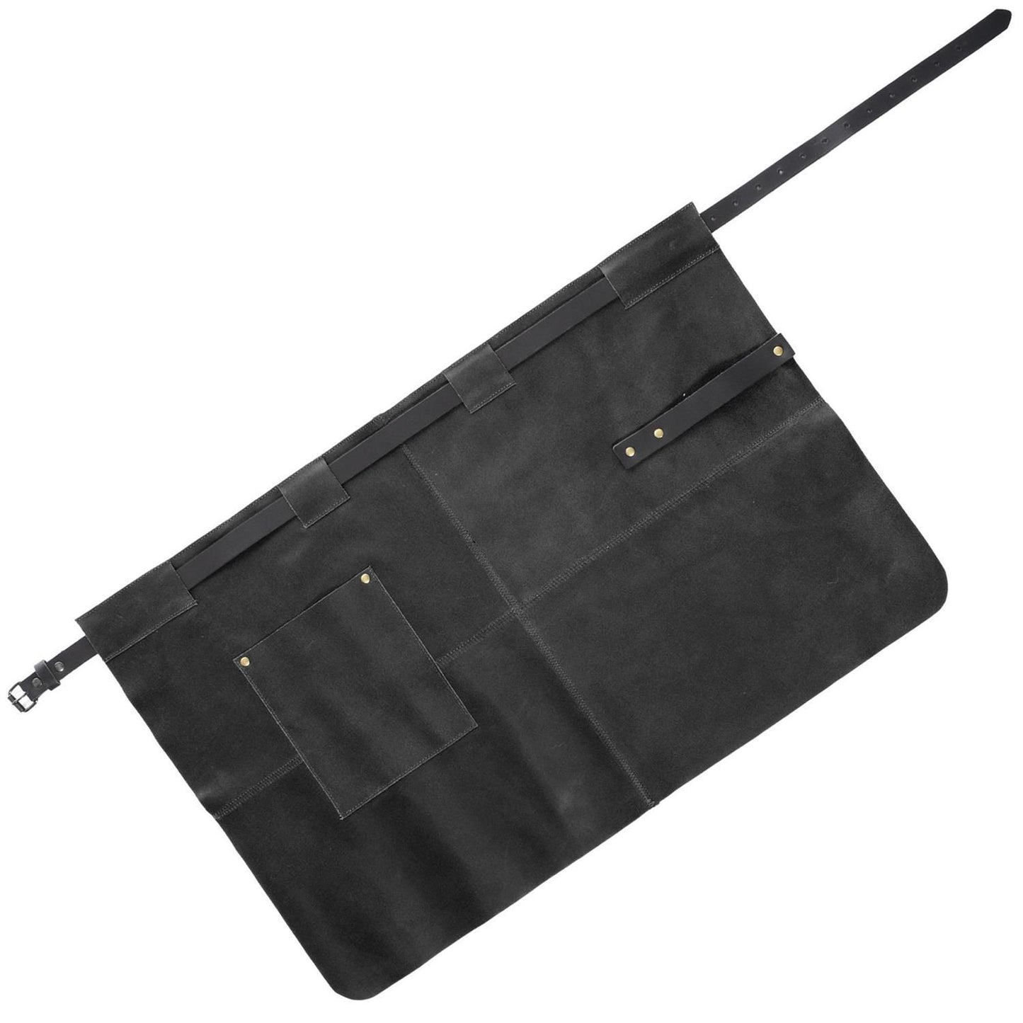 Lederschürze aus 100% echtem Leder, kurz, schwarz