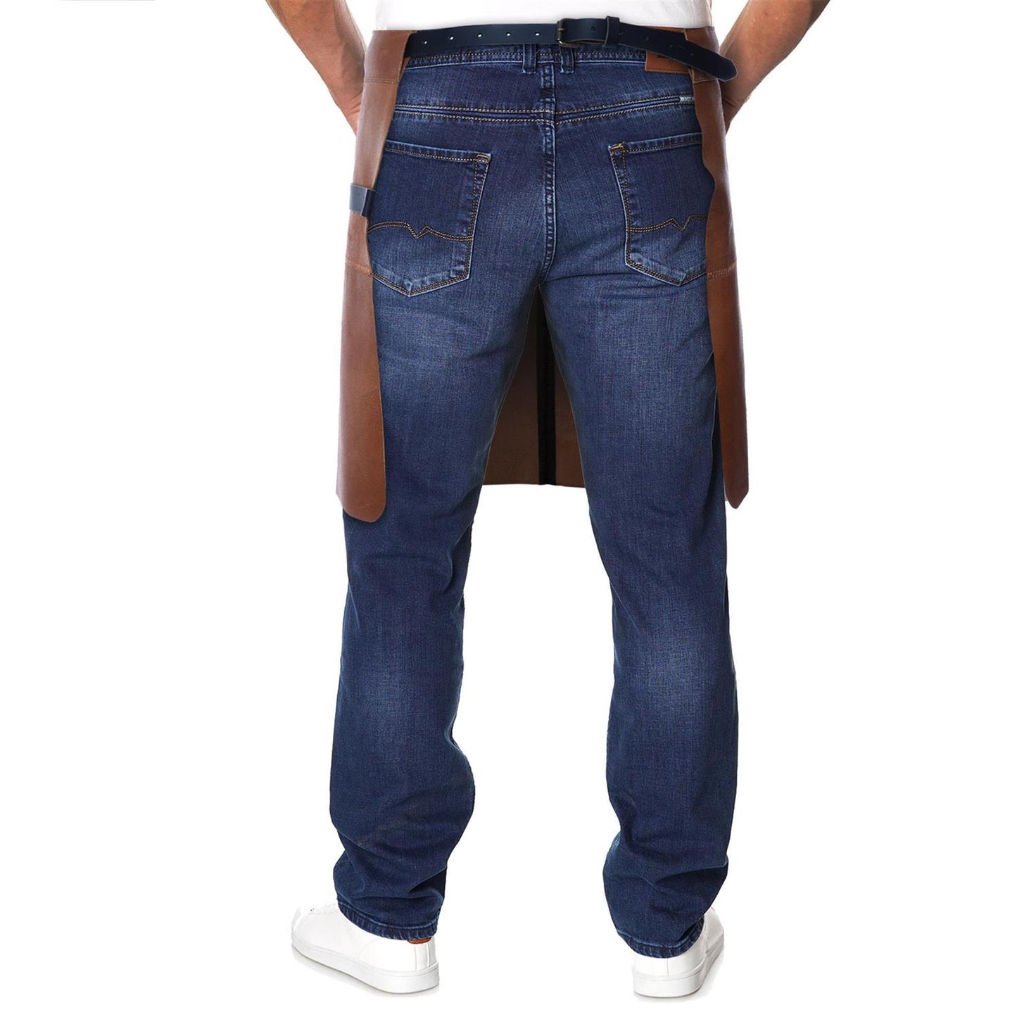 Lederschürze aus 100% echtem Leder, kurz, cognac
