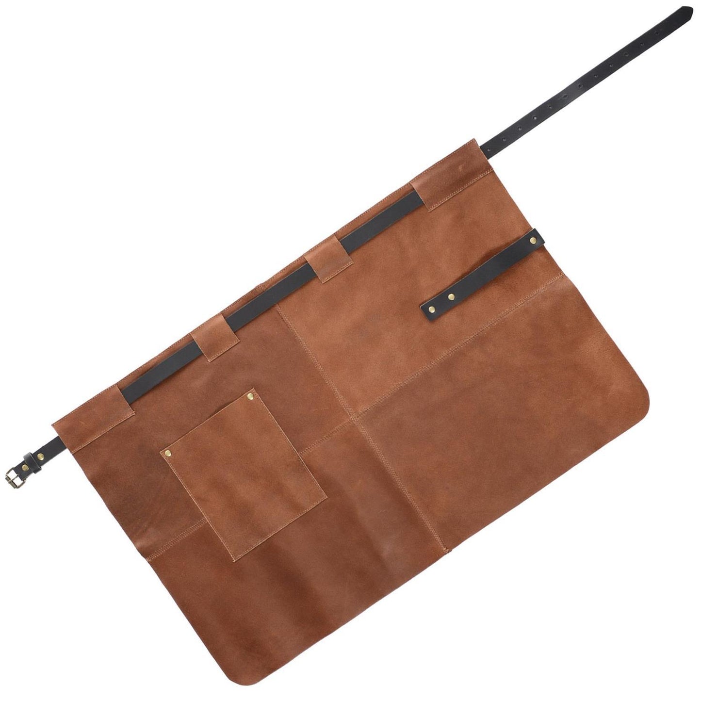 Lederschürze aus 100% echtem Leder, kurz, cognac