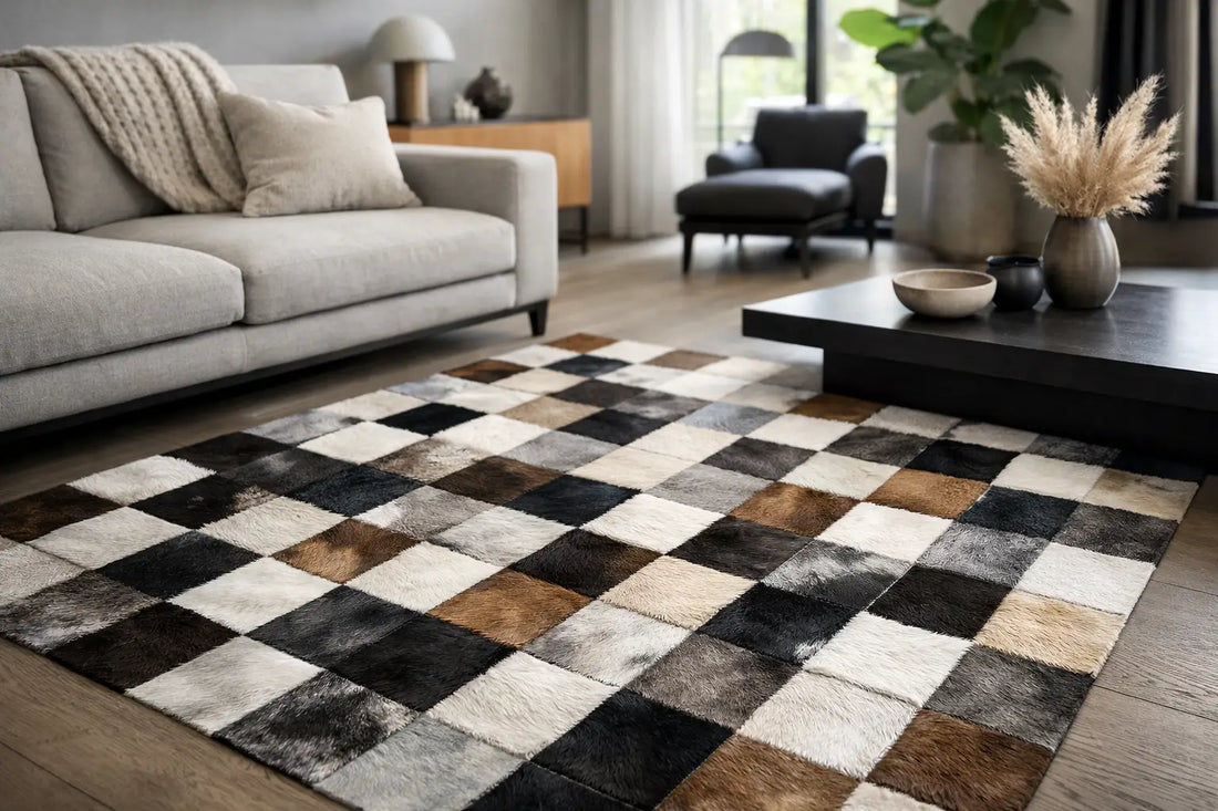 Patchwork Kuhfell Teppich modern einrichten