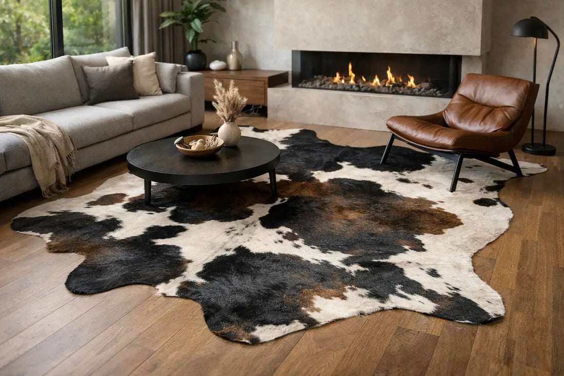 Kuhfell Teppich Wohnzimmer modern einrichten