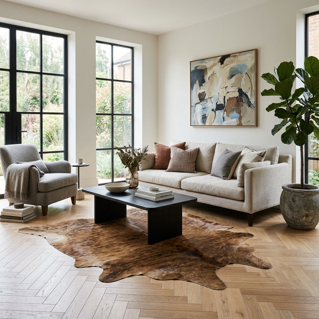Kuhfell Teppich Mittleres Brindle im Wohnraum