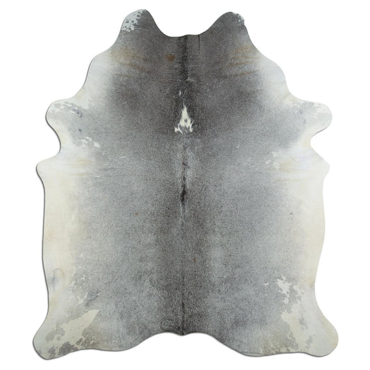 Kuhfell Teppich - L215 x B185 cm - grau schwarz weiß