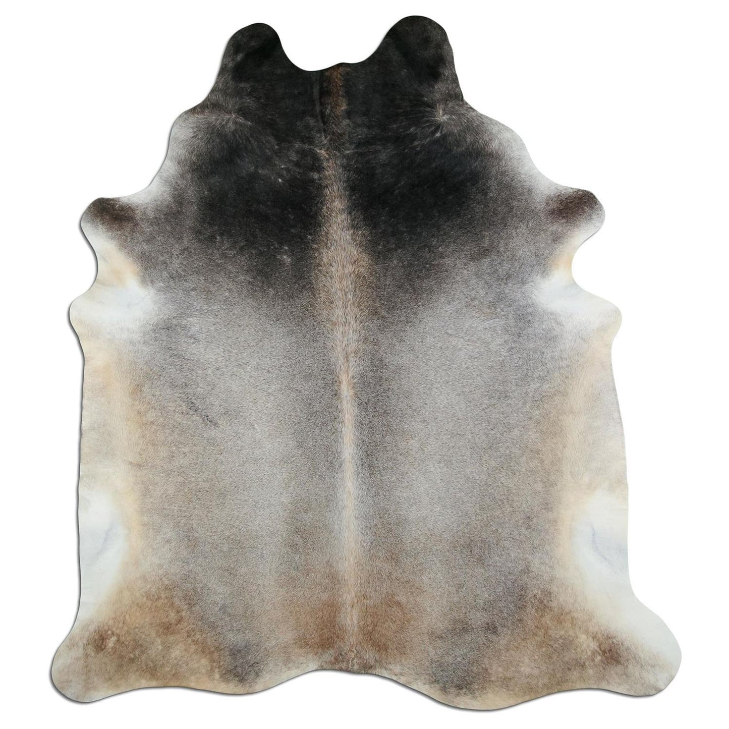 Kuhfell Teppich - L225 x B200 cm - grau braun weiß