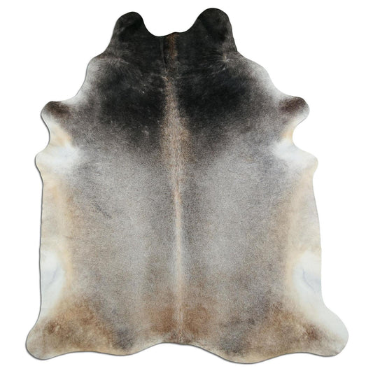 Kuhfell Teppich - L225 x B200 cm - grau braun weiß