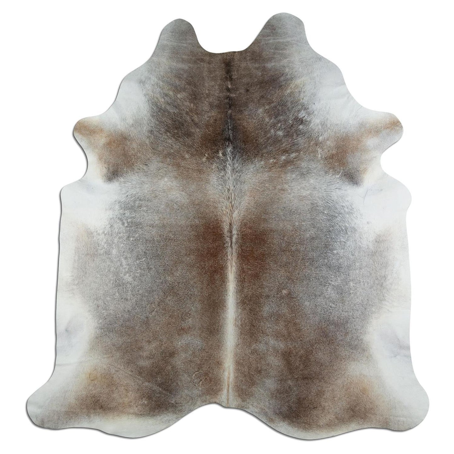 Kuhfell Teppich - L225 x B207 cm - grau braun weiß
