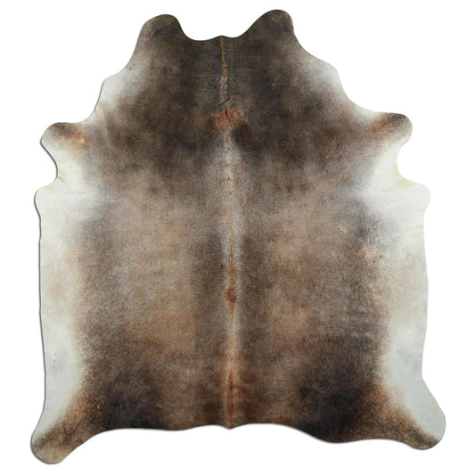 Kuhfell Teppich - L225 x B200 cm - grau braun weiß