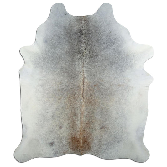 Kuhfell Teppich - L215 x B180 cm - grau weiß