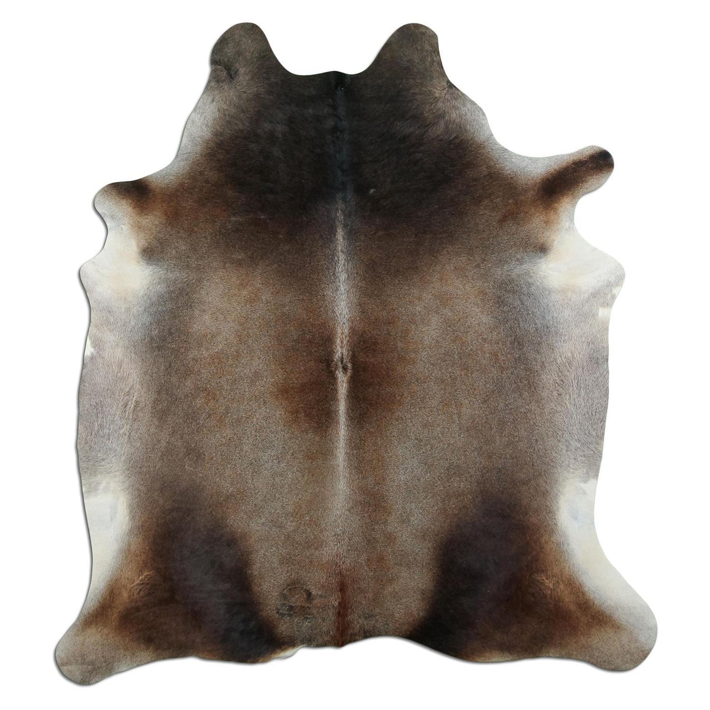 Kuhfell Teppich - L210 x B180 cm - grau braun weiß