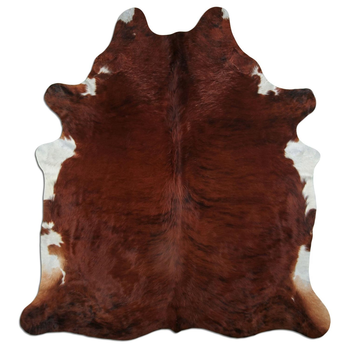 Kuhfell Teppich - L220 x B195 cm - rotbraun weiß