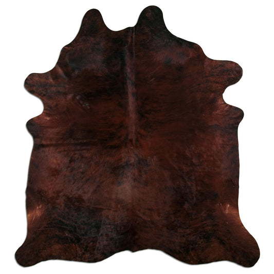 Kuhfell Teppich - L235 x B215 cm - dunkelbraun schwarz