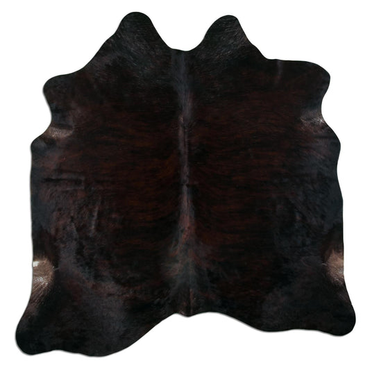 Kuhfell Teppich - L205 x B195 cm - dunkelbraun schwarz