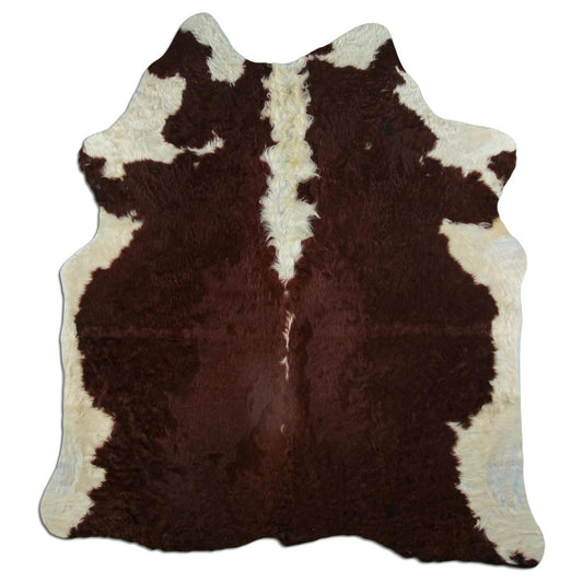 Kuhfell Teppich - L205 x B185 cm - rotbraun weiß