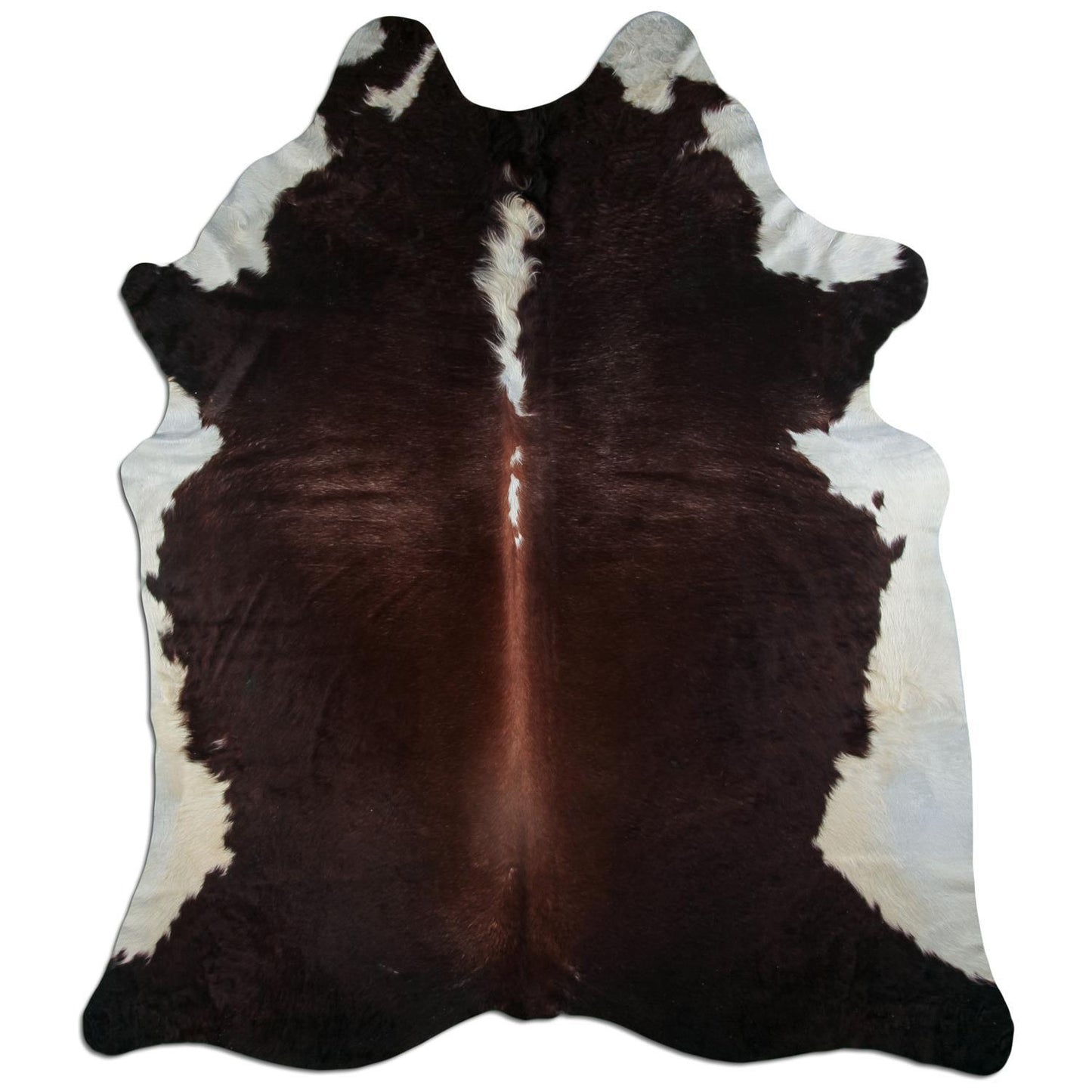 Kuhfell Teppich - L250 x B215 cm - dunkelbraun weiß