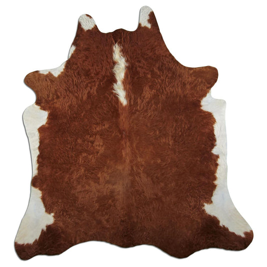 Kuhfell Teppich - L210 x B195 cm - rotbraun weiß