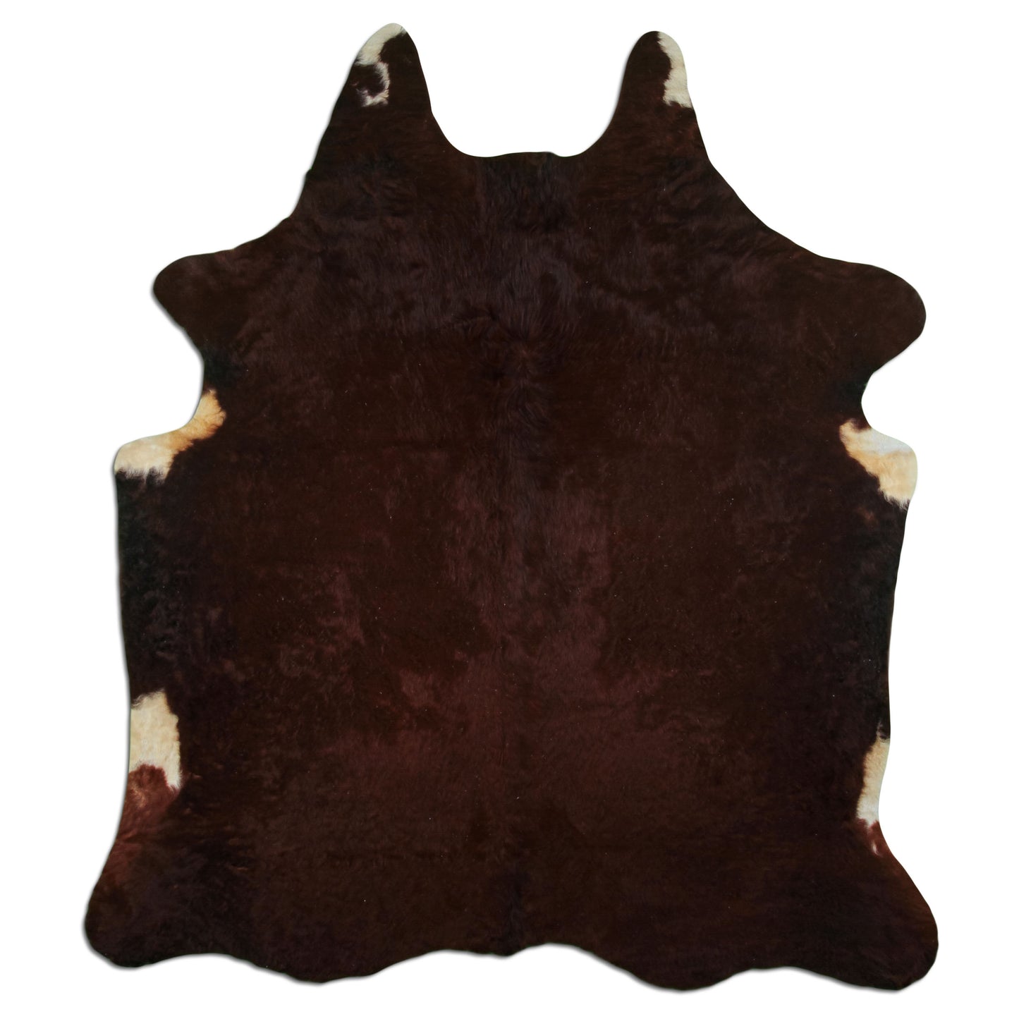 Kuhfell Teppich - L210 x B180 cm - dunkelbraun weiß
