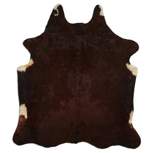 Kuhfell Teppich - L210 x B180 cm - dunkelbraun weiß