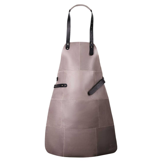 Livorio Lederschürze aus 100% echtem Leder, grau beige