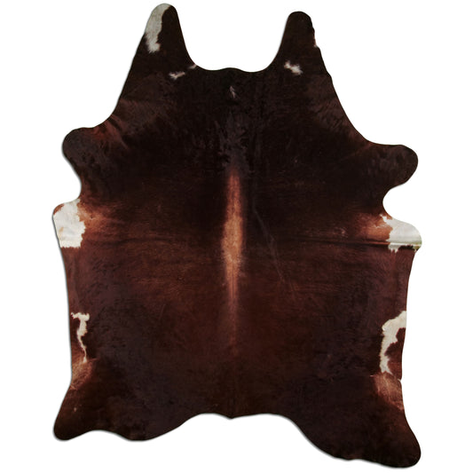 Kuhfell Teppich - L240 x B180 cm - dunkelbraun weiß