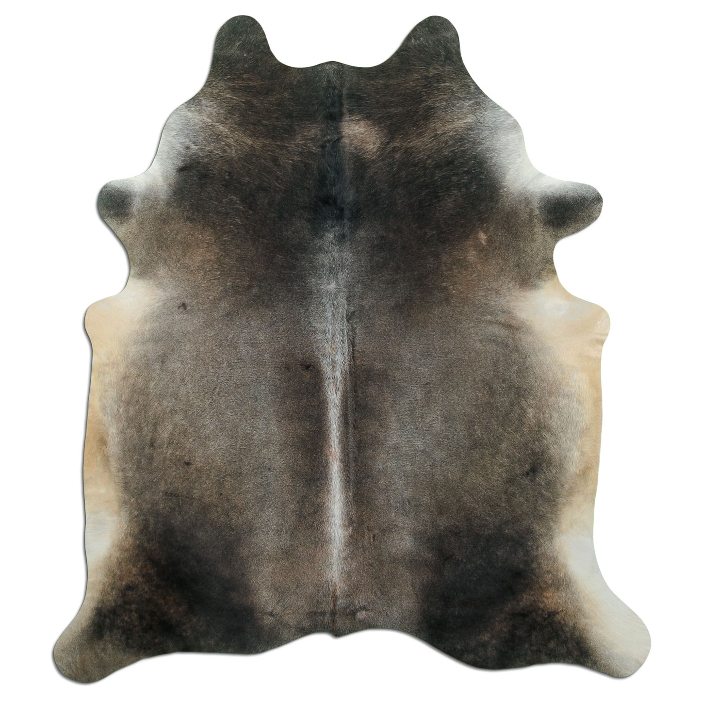 Kuhfell Teppich - L210 x B180 cm - grau schwarz