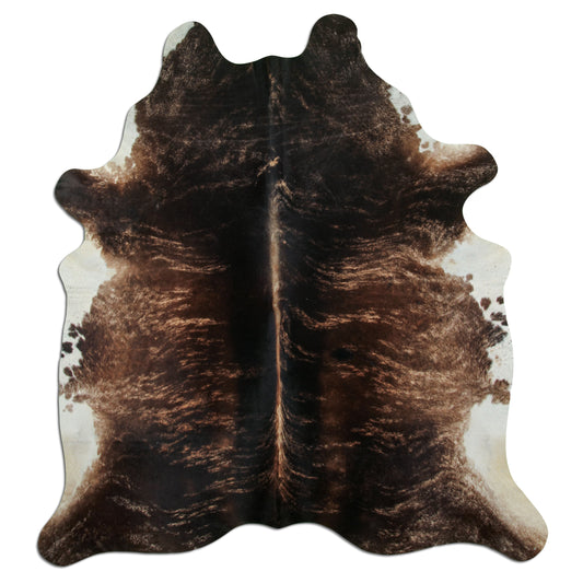 Kuhfell Teppich - L230 x B200 cm - dunkelbraun schwarz weiß