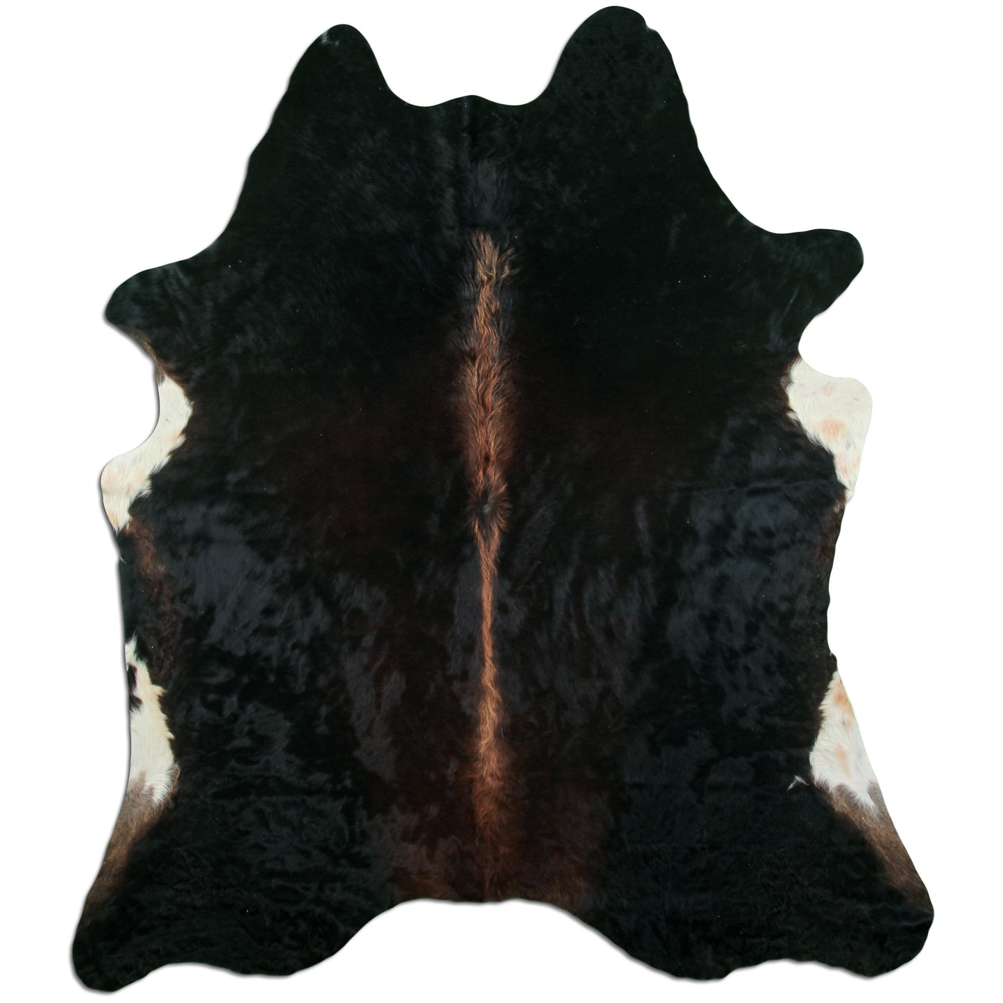 Kuhfell Teppich - L212 x B180 cm - schwarz braun weiss