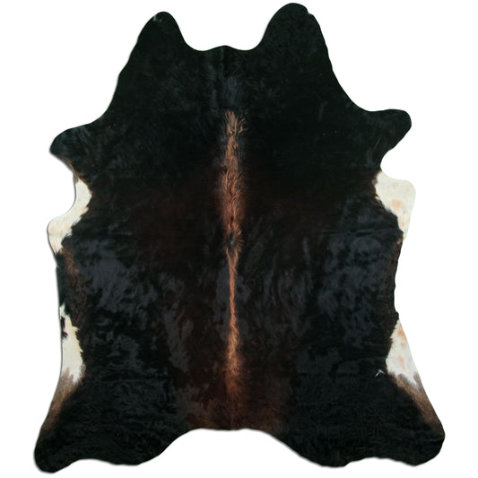 Kuhfell Teppich - L212 x B180 cm - schwarz braun weiss
