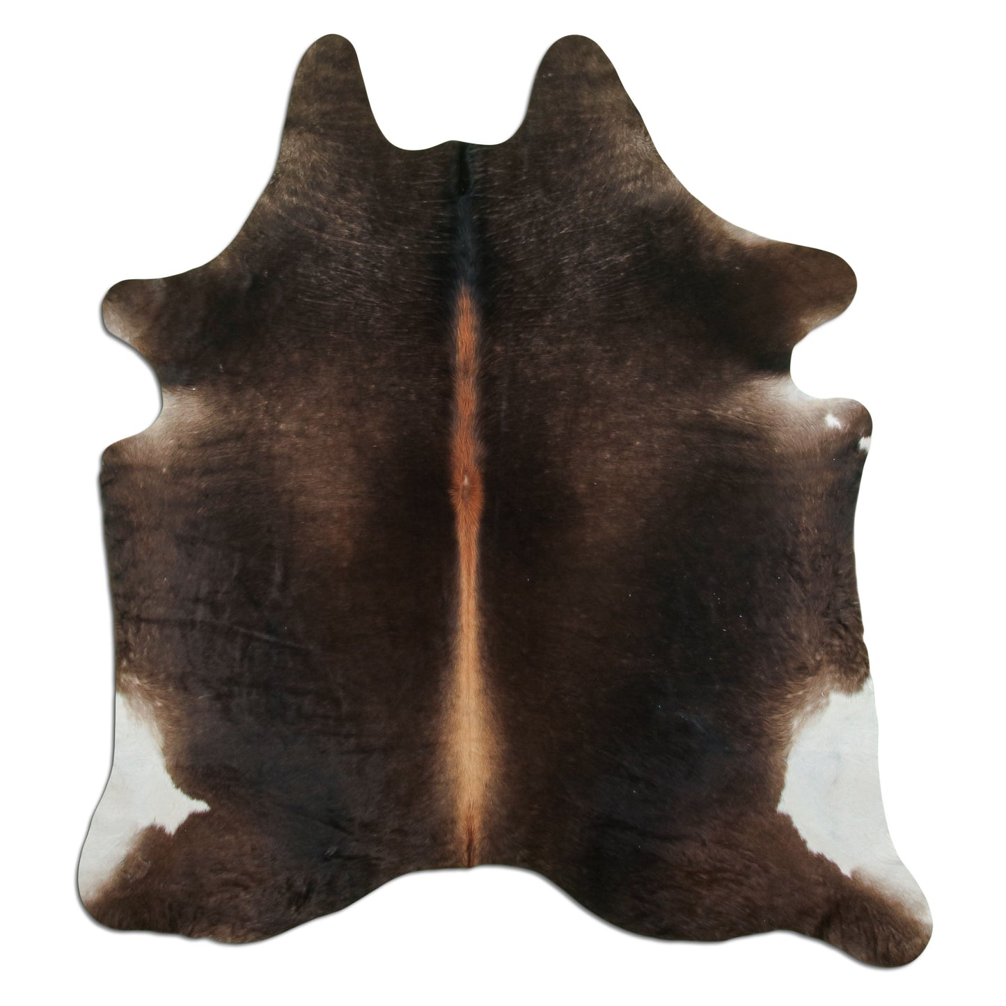 Kuhfell Teppich - L210 x B185 cm - dunkelbraun weiß
