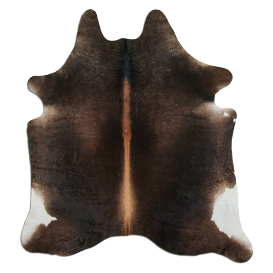 Kuhfell Teppich - L210 x B185 cm - dunkelbraun weiß