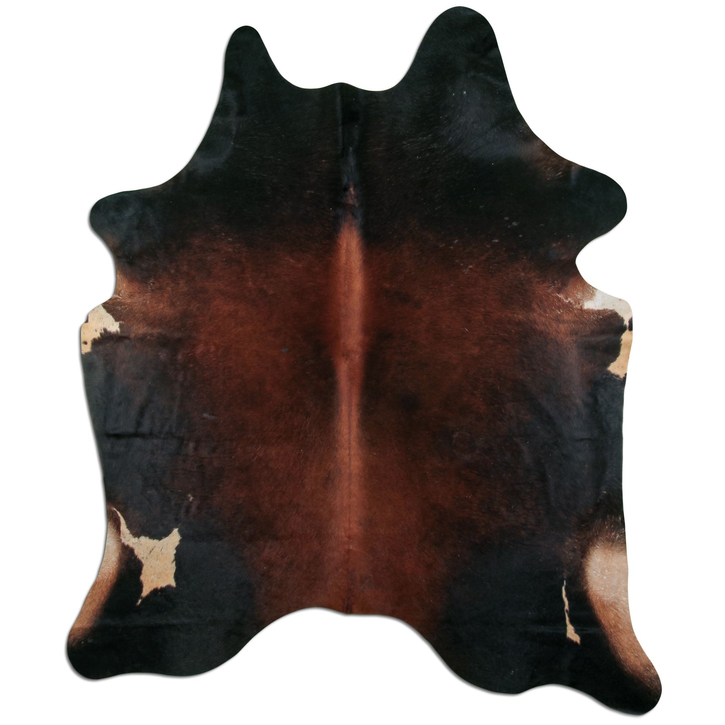 Kuhfell Teppich - L220 x B180 cm - dunkelbraun schwarz