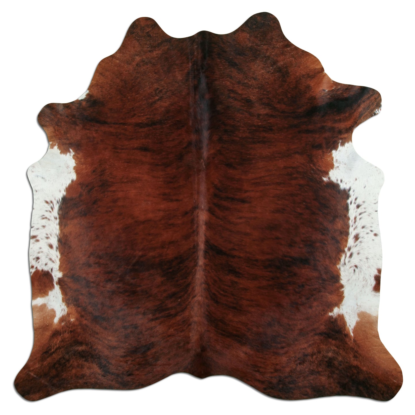 Kuhfell Teppich - L210 x B210 cm - rotbraun weiß schwarz