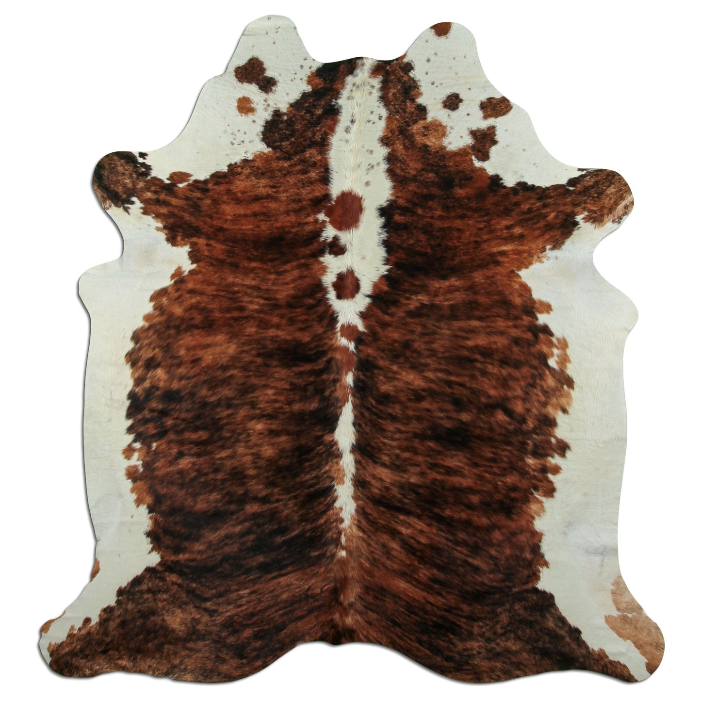 Kuhfell Teppich - L208 x B180 cm - rotbraun weiß schwarz