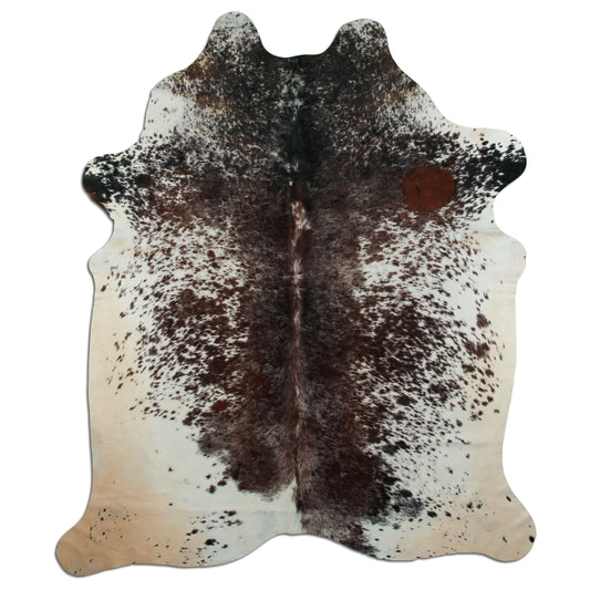 Kuhfell Teppich - L240 x B185 cm - weiß dunkelbraun schwarz