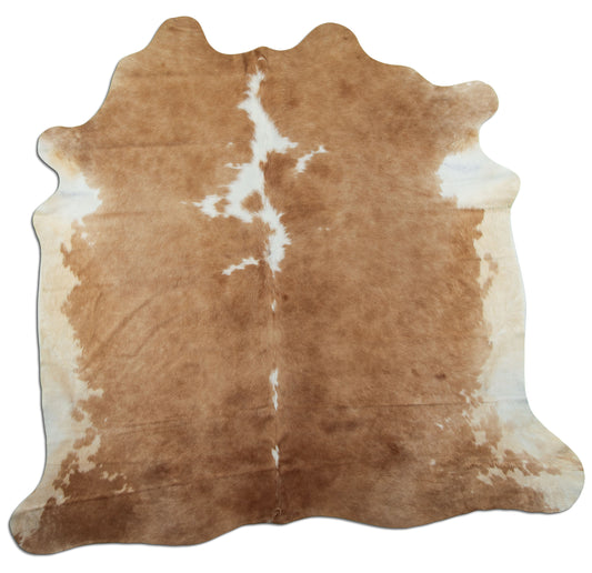 Kuhfell Teppich - L210 x B210 cm - beige weiß