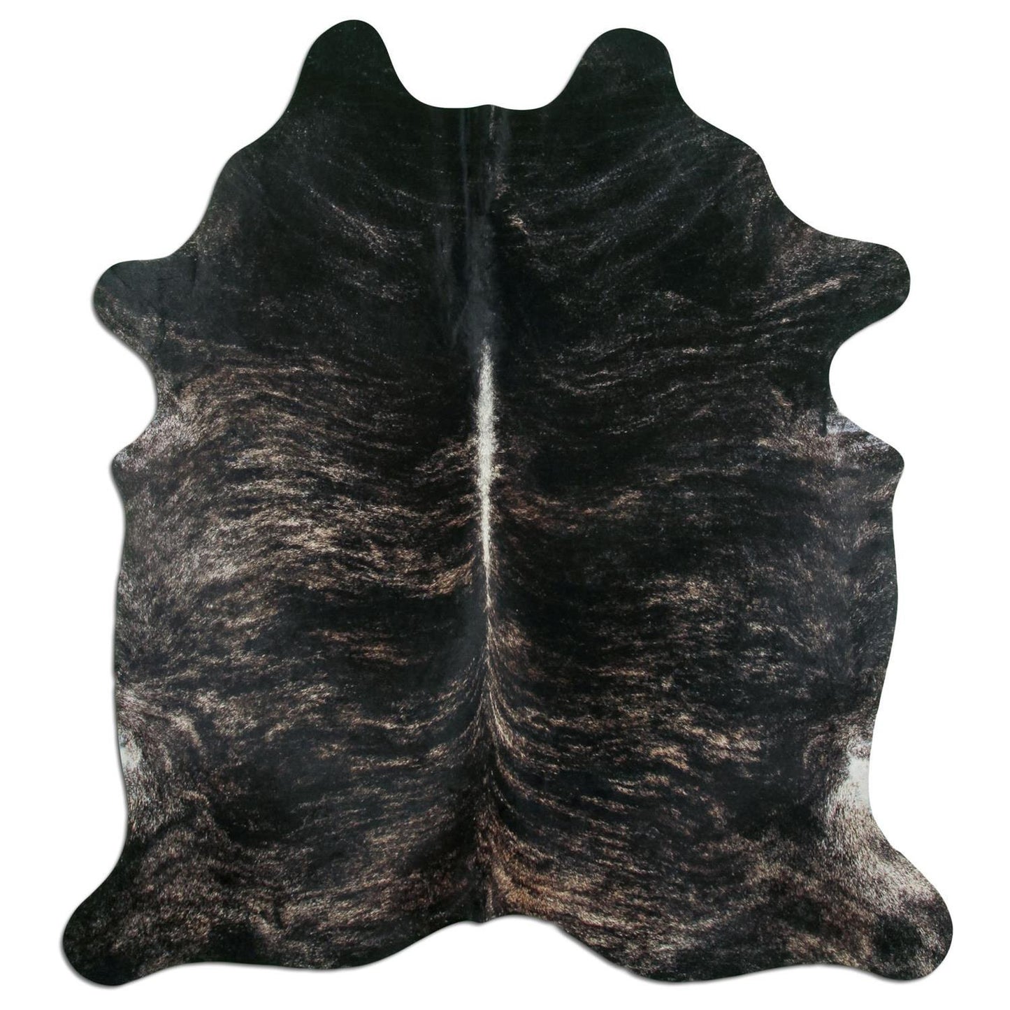 Kuhfell Teppich - L195 x B215 cm - schwarz dunkelbraun weiß