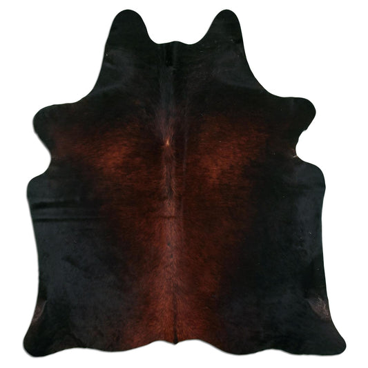 Kuhfell Teppich - L175 x B195 cm - schwarz rotbraun