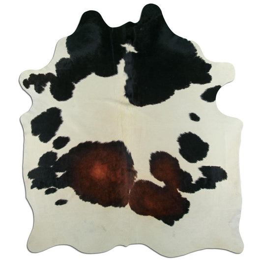 Kuhfell Teppich - L185 x B215 cm - schwarz weiß rotbraun
