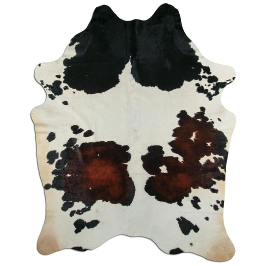 Kuhfell Teppich - L185 x B240 cm - schwarz weiß rotbraun